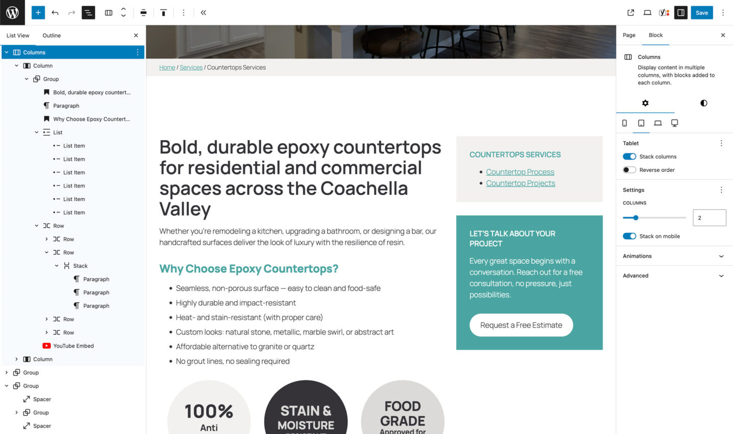 Extend core Gutenberg block responsive settings